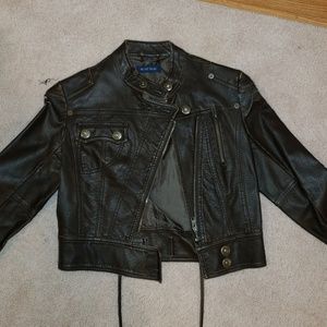 Blue time pleather trendy biker jacket small